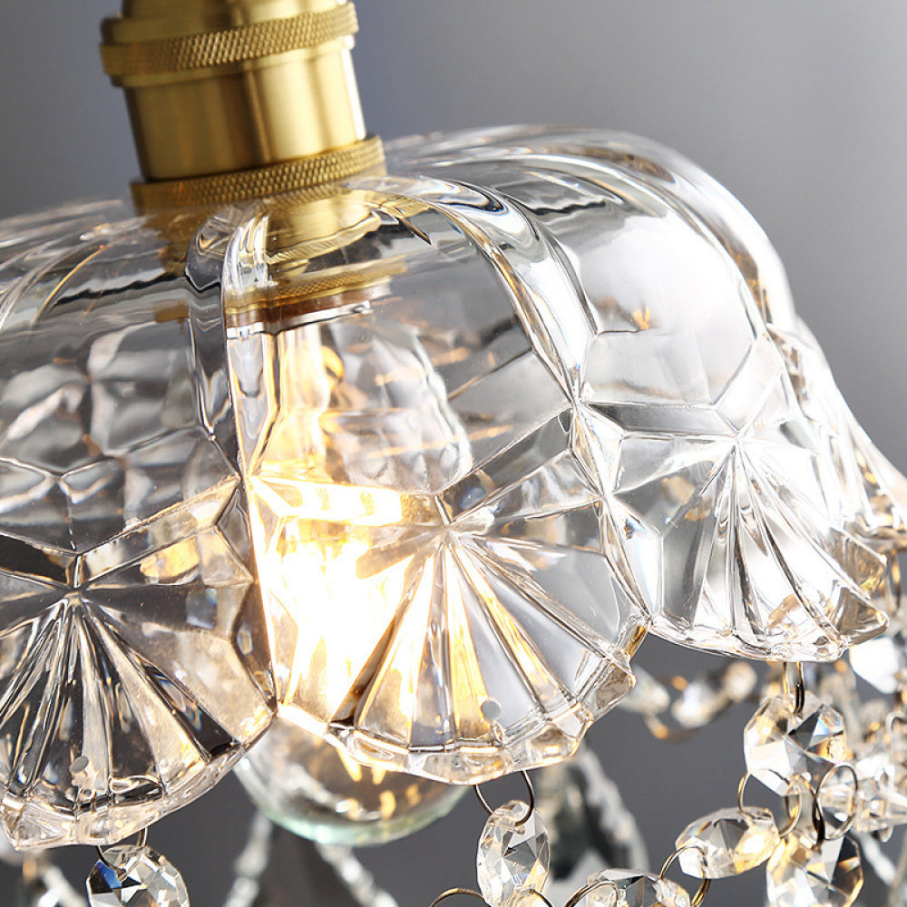 Nordic Light Luxury Brass Crystal Bar Pendant Light Simple Modern Bedside Crystal Lamp Hallway Entrance Corridor Light