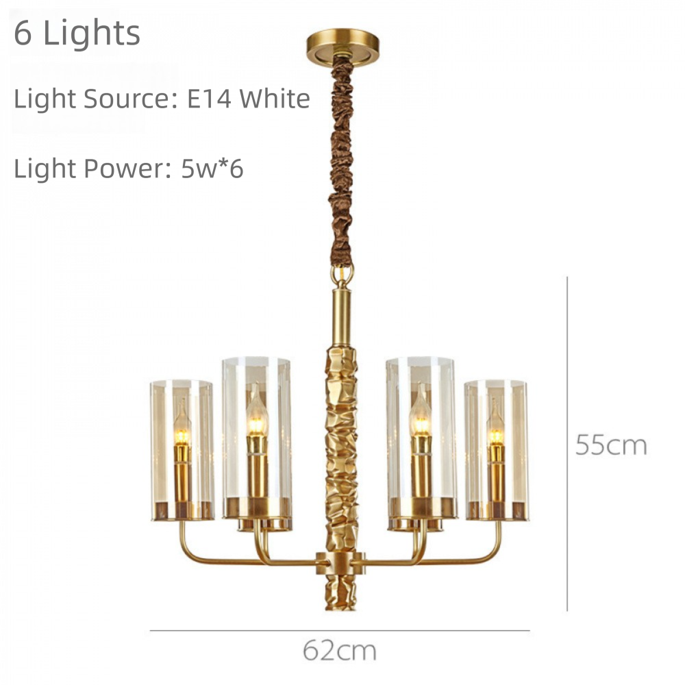 Postmodern Chandelier Full Copper Living Room Lighting High-end Luxurious Atmospheric Home Bedroom Dining Room Light Light Luxury American Style Chandelier