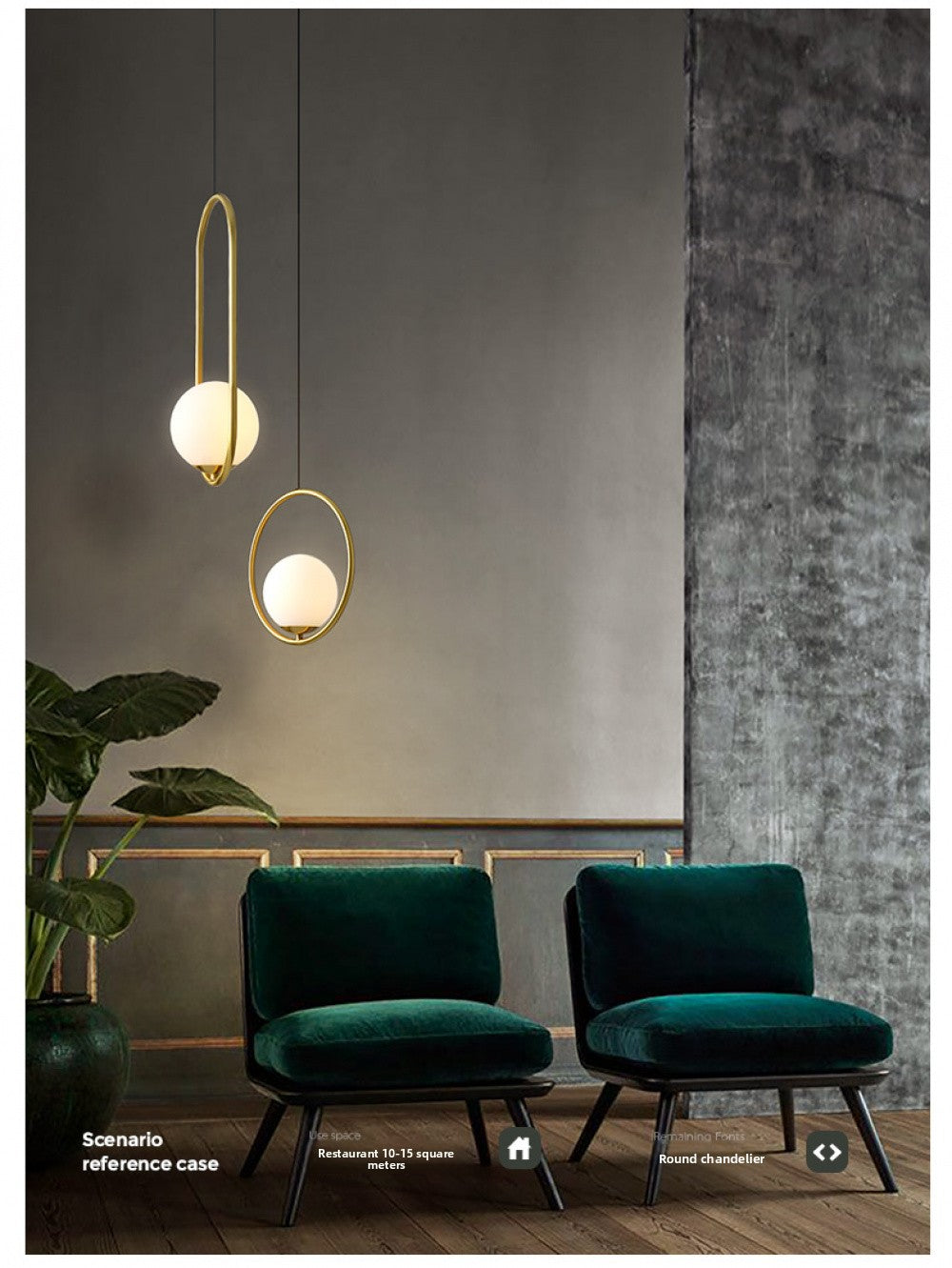 Nordic Style Restaurant Pendant Light Single Head Bedroom Bedside Lamp Bar Creative Personality Simple Modern All-Copper Lamp