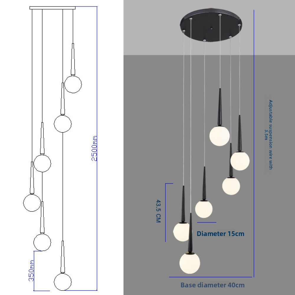 Staircase Chandelier for Duplex, Nordic Loft, Sloping Ceiling, Mezzanine, High Ceiling Villa, Mid-Level, Rotating Staircase, Long Chandelier