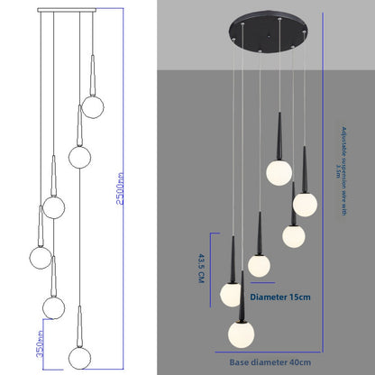 Staircase Chandelier for Duplex, Nordic Loft, Sloping Ceiling, Mezzanine, High Ceiling Villa, Mid-Level, Rotating Staircase, Long Chandelier