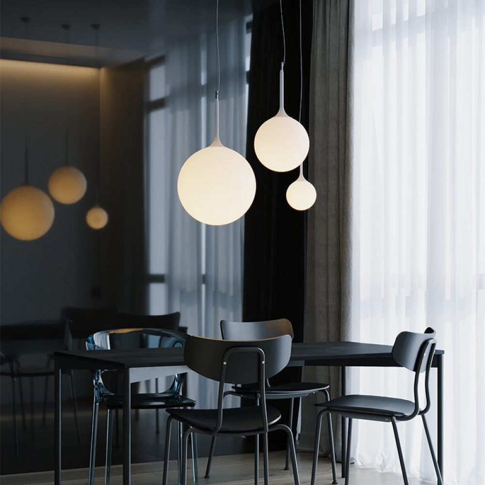Simple Modern Round Glass Dining Room Pendant Light Nordic Bedroom Bedside Bar Combination Art Duplex Staircase Lighting