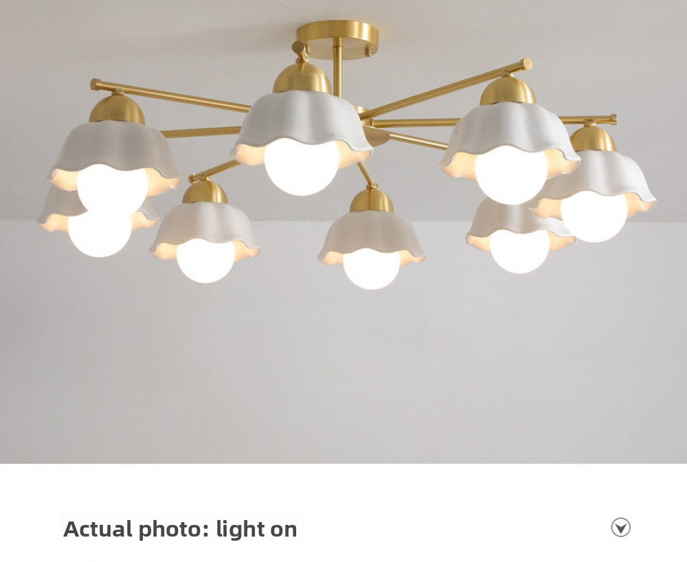 Vintage Living Room Chandelier Ceiling Light Luxury Elegant High-end Palace Style All-copper Ceramic Lighting Dining Room Master Bedroom Lamp