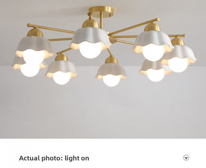 Vintage Living Room Chandelier Ceiling Light Luxury Elegant High-end Palace Style All-copper Ceramic Lighting Dining Room Master Bedroom Lamp