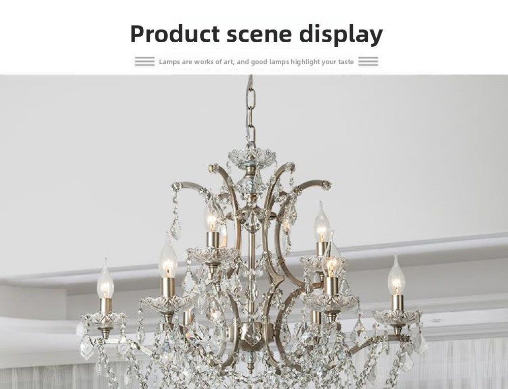 American Style Chandelier Light Luxury Living Room Dining Room Lamp Vintage French Palace Crystal Lamp European Style Villa Princess Room Bedroom Lamp