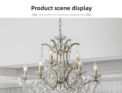 American Style Chandelier Light Luxury Living Room Dining Room Lamp Vintage French Palace Crystal Lamp European Style Villa Princess Room Bedroom Lamp