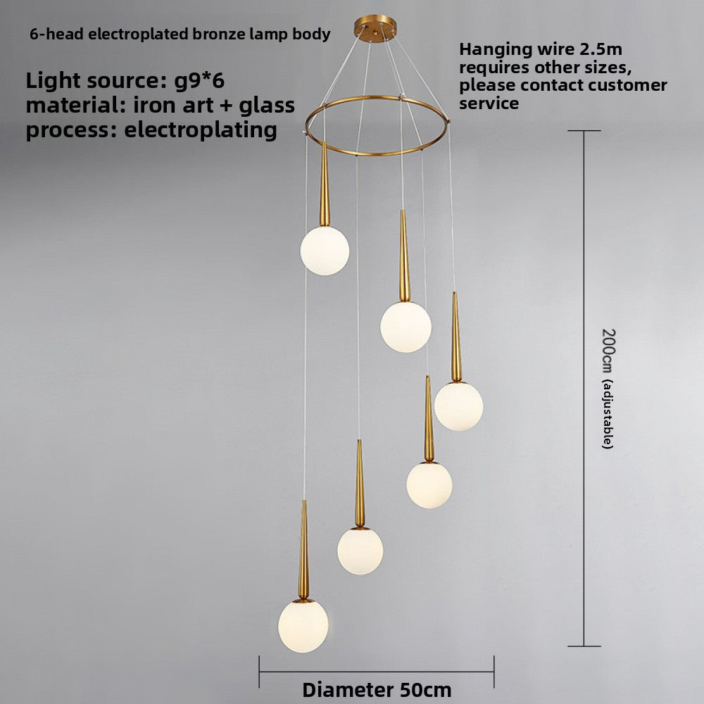Staircase Chandelier for Duplex, Nordic Loft, Sloping Ceiling, Mezzanine, High Ceiling Villa, Mid-Level, Rotating Staircase, Long Chandelier