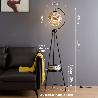 Nordic Light Luxury Floor Lamp Living Room Bedroom Bedside Creative Distinctive Glass Ball Tripod Storage Vertical Table Lamp