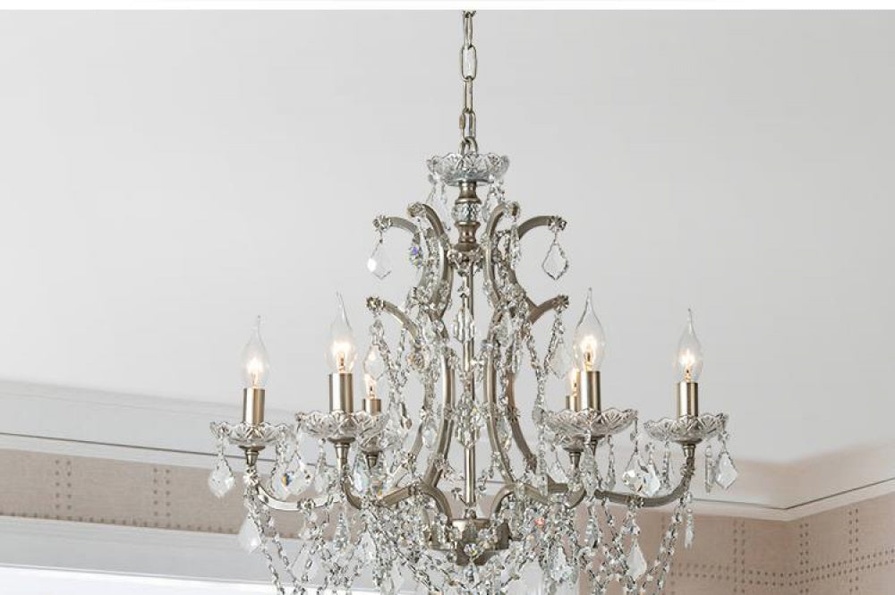 American Style Chandelier Light Luxury Living Room Dining Room Lamp Vintage French Palace Crystal Lamp European Style Villa Princess Room Bedroom Lamp
