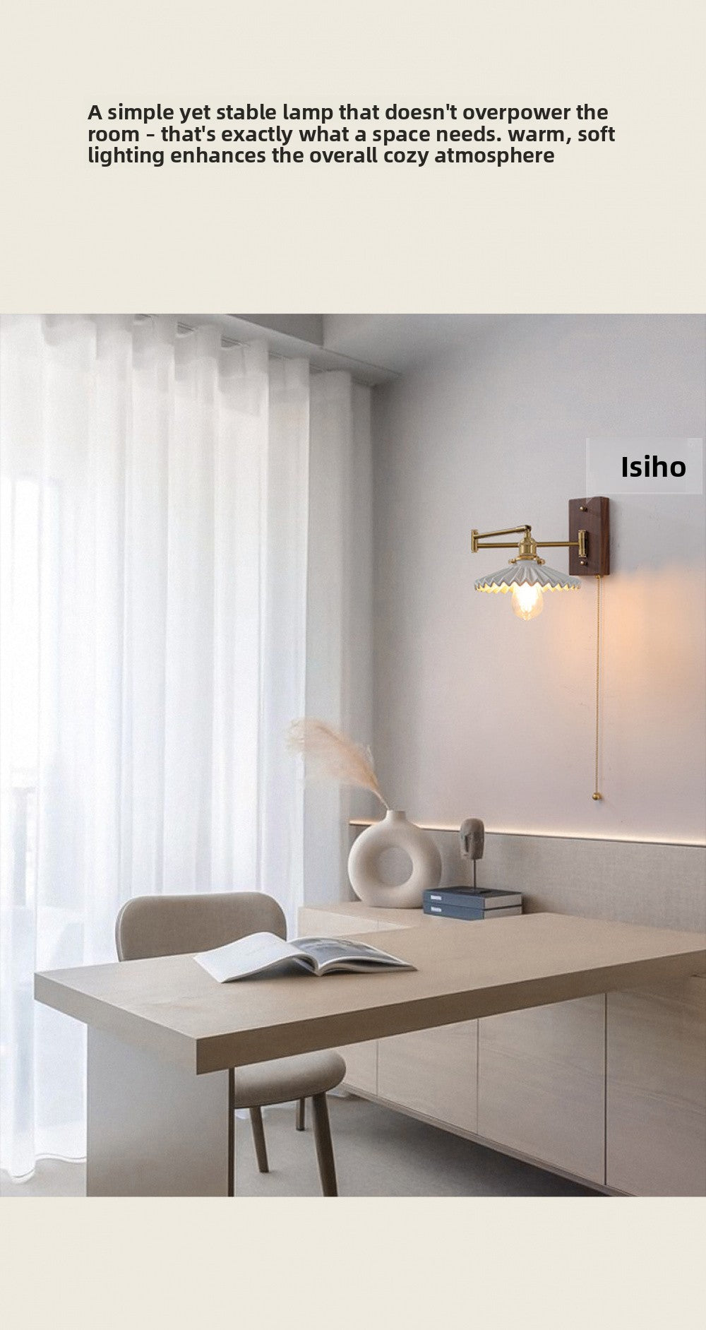 Nordic Japanese Style Bedroom Bedside Wall Lamp Copper Color Retro Simple Stair Aisle Lamp Living Room TV Background Wall Wall Lamp