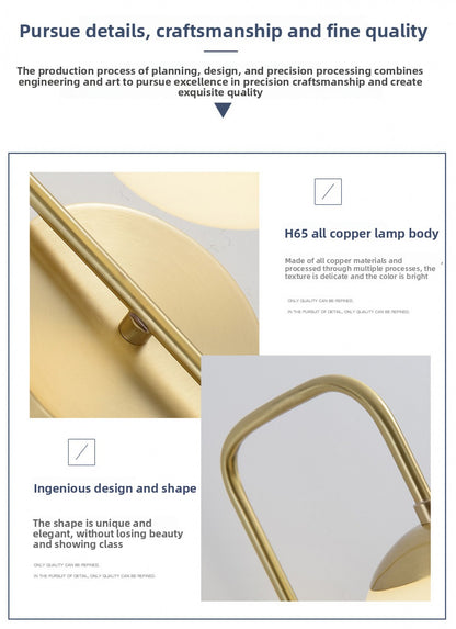 All-Copper Wall Lamp Nordic Creative Personality Bedroom Bedside Lamp Rotating Staircase Corridor Living Room Background Wall Decorative Wall Lamp