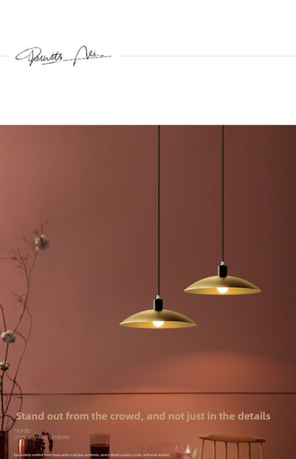 Nordic Single Pendant Dining Room Chandelier Simple Round Bedroom All-Copper Lamp Fashion Creative Bar Brass Small Pendant Light