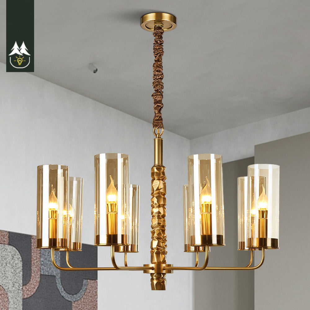 Postmodern Chandelier Full Copper Living Room Lighting High-end Luxurious Atmospheric Home Bedroom Dining Room Light Light Luxury American Style Chandelier