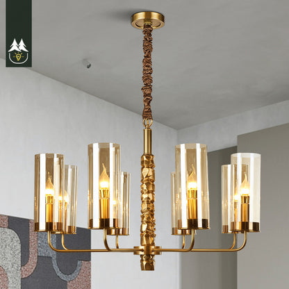Postmodern Chandelier Full Copper Living Room Lighting High-end Luxurious Atmospheric Home Bedroom Dining Room Light Light Luxury American Style Chandelier