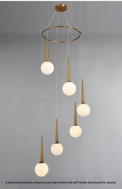 Staircase Chandelier for Duplex, Nordic Loft, Sloping Ceiling, Mezzanine, High Ceiling Villa, Mid-Level, Rotating Staircase, Long Chandelier