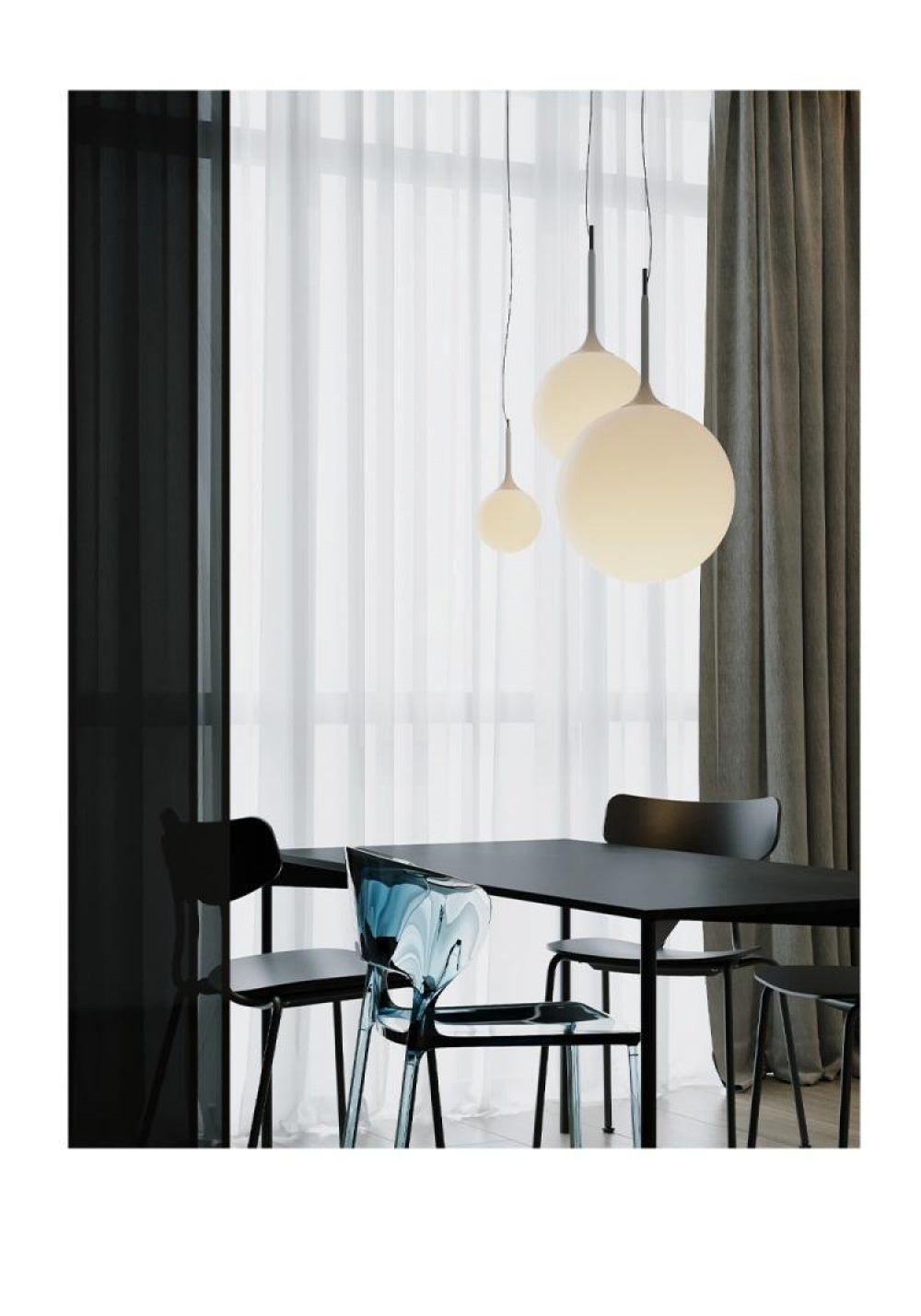 Simple Modern Round Glass Dining Room Pendant Light Nordic Bedroom Bedside Bar Combination Art Duplex Staircase Lighting