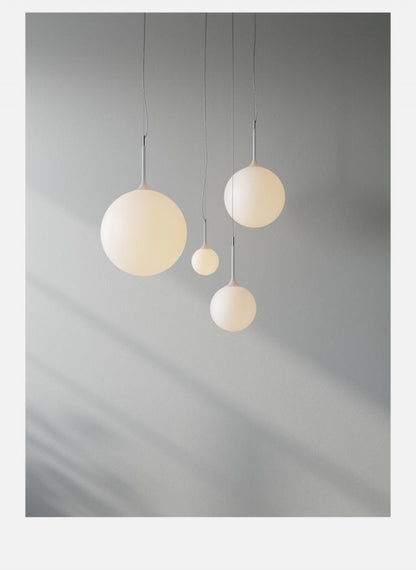 Simple Modern Round Glass Dining Room Pendant Light Nordic Bedroom Bedside Bar Combination Art Duplex Staircase Lighting