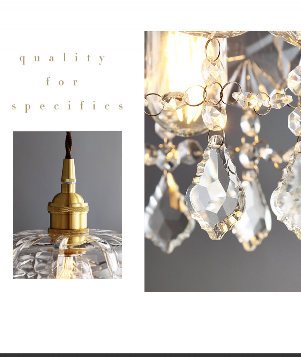 Nordic Light Luxury Brass Crystal Bar Pendant Light Simple Modern Bedside Crystal Lamp Hallway Entrance Corridor Light