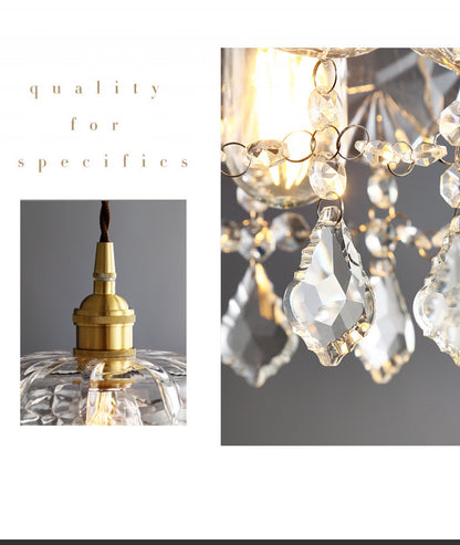 Nordic Light Luxury Brass Crystal Bar Pendant Light Simple Modern Bedside Crystal Lamp Hallway Entrance Corridor Light
