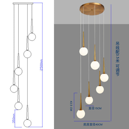 Staircase Chandelier for Duplex, Nordic Loft, Sloping Ceiling, Mezzanine, High Ceiling Villa, Mid-Level, Rotating Staircase, Long Chandelier