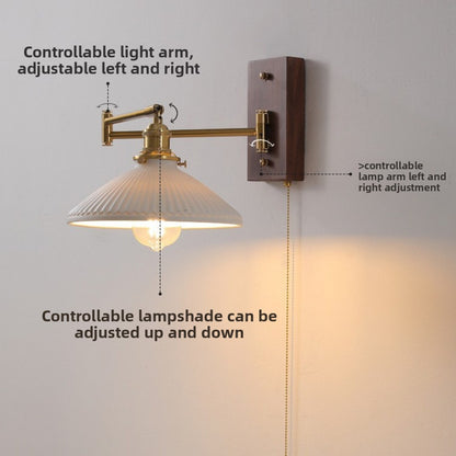 Nordic Japanese Style Bedroom Bedside Wall Lamp Copper Color Retro Simple Stair Aisle Lamp Living Room TV Background Wall Wall Lamp