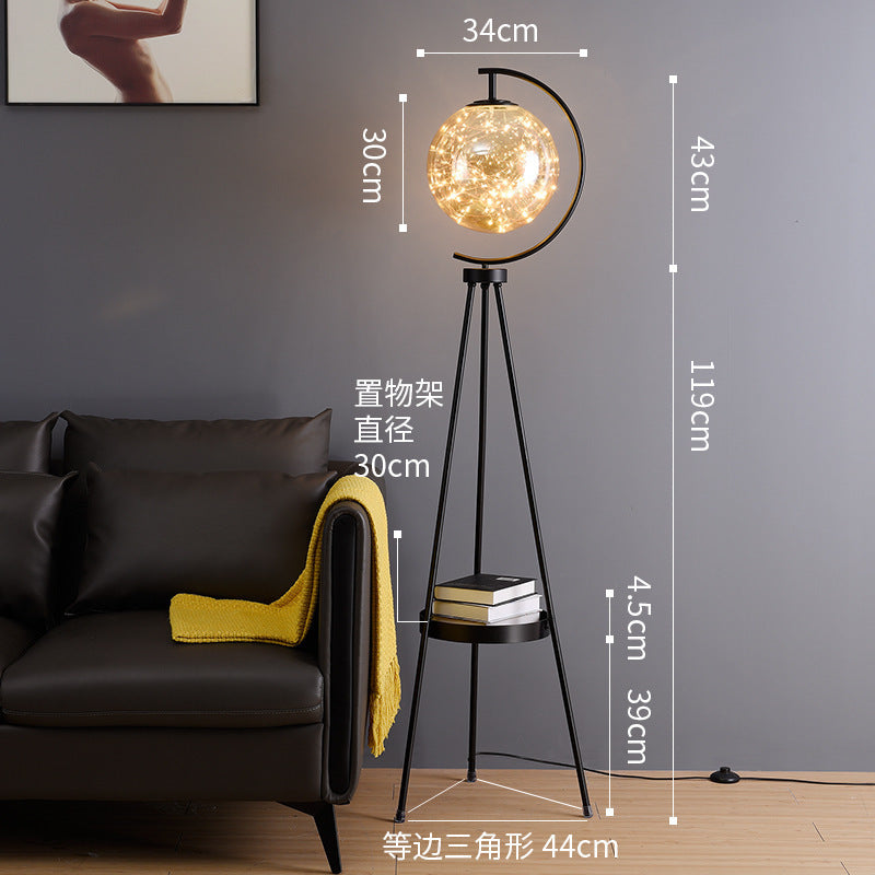 Nordic Light Luxury Floor Lamp for Living Room and Bedroom, Creative and Unique Glass Ball Tripod Standing Table Lamp