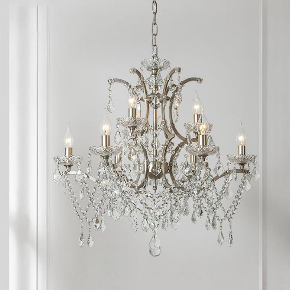American Style Chandelier Light Luxury Living Room Dining Room Lamp Vintage French Palace Crystal Lamp European Style Villa Princess Room Bedroom Lamp