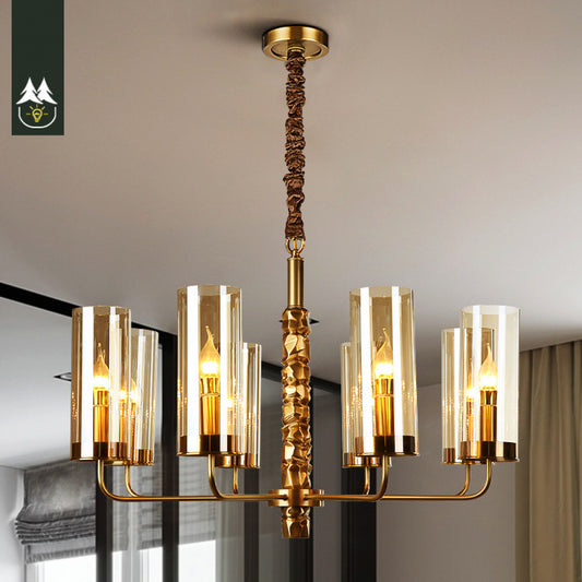 Postmodern Chandelier Full Copper Living Room Lighting High-end Luxurious Atmospheric Home Bedroom Dining Room Light Light Luxury American Style Chandelier