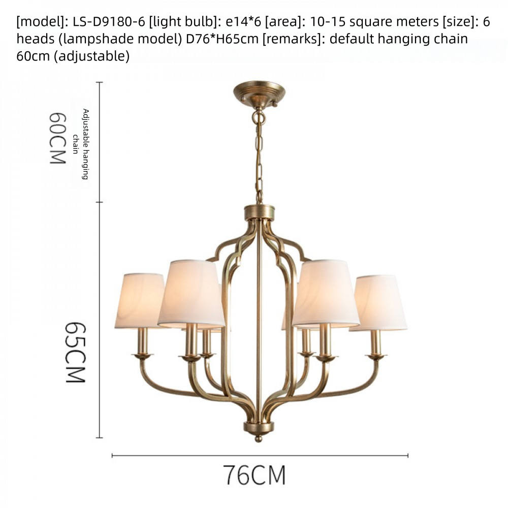 American Style Pendant Light French Retro Villa High-end Living Room Dining Room Light Simple Bedroom Light Home B&B Iron Art Lighting