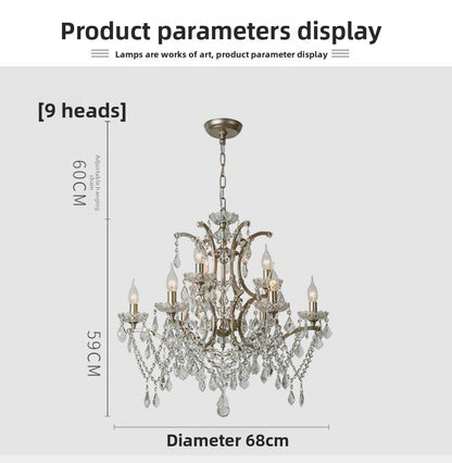 American Style Chandelier Light Luxury Living Room Dining Room Lamp Vintage French Palace Crystal Lamp European Style Villa Princess Room Bedroom Lamp