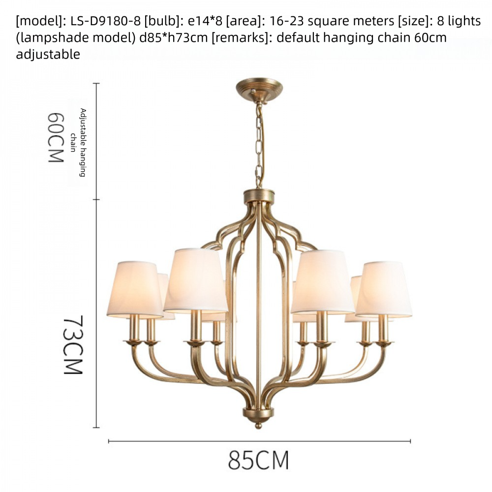 American Style Pendant Light French Retro Villa High-end Living Room Dining Room Light Simple Bedroom Light Home B&B Iron Art Lighting