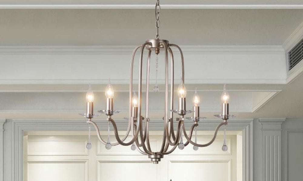 American Style Large Pendant Light for Living Room, Villa, Duplex, French Light Luxury American Iron Art Creative Crystal Homestay Restaurant Lighting