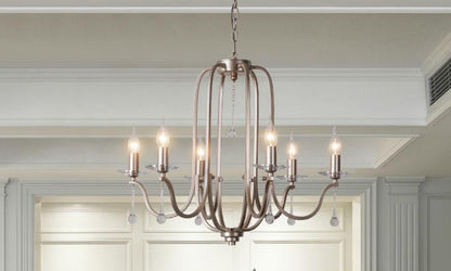 American Style Large Pendant Light for Living Room, Villa, Duplex, French Light Luxury American Iron Art Creative Crystal Homestay Restaurant Lighting