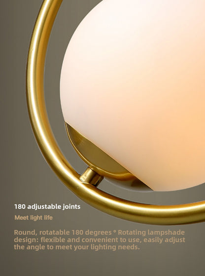 Nordic Style Restaurant Pendant Light Single Head Bedroom Bedside Lamp Bar Creative Personality Simple Modern All-Copper Lamp