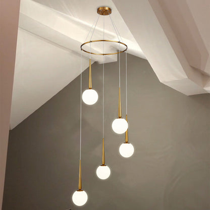 Staircase Chandelier for Duplex, Nordic Loft, Sloping Ceiling, Mezzanine, High Ceiling Villa, Mid-Level, Rotating Staircase, Long Chandelier