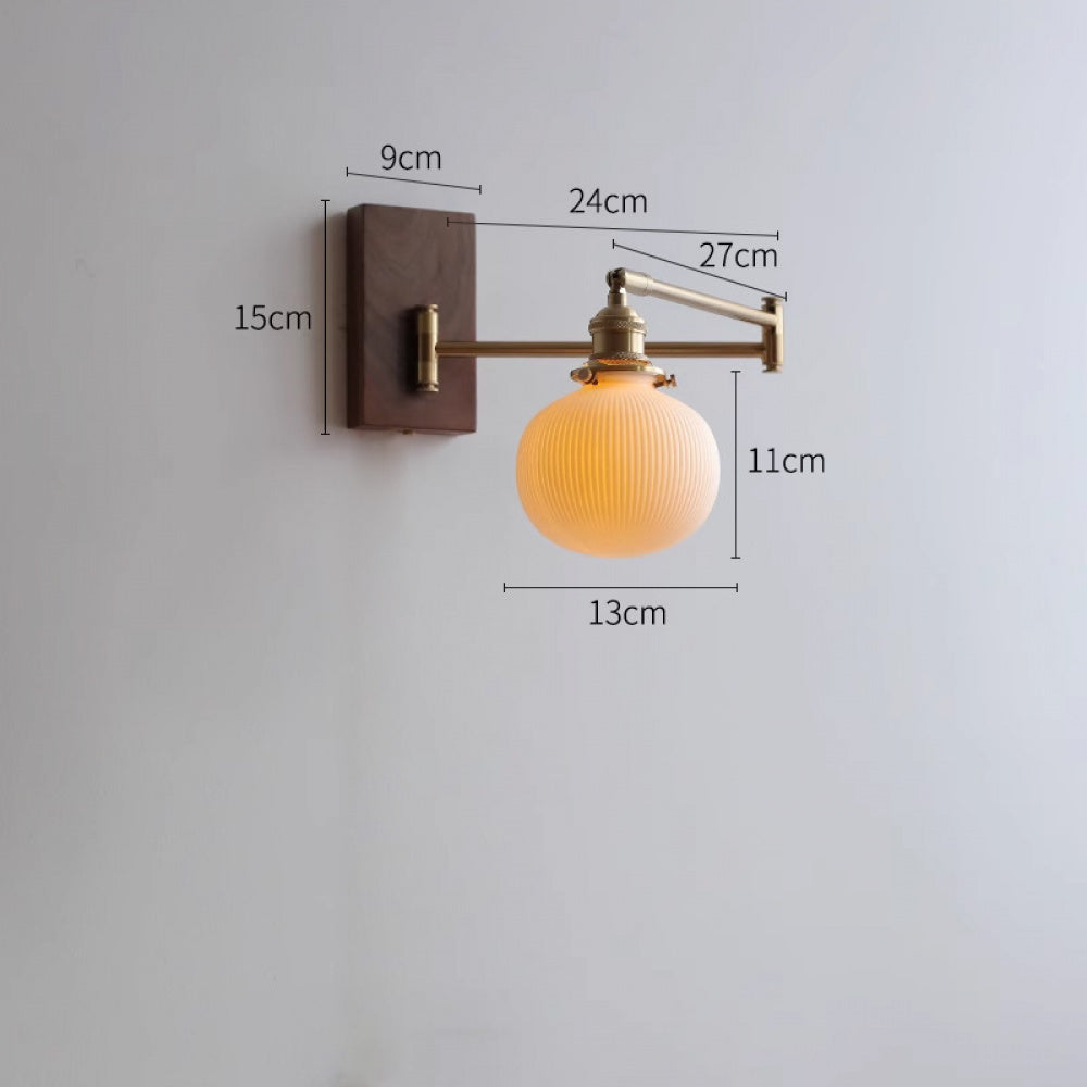 Cross-Border Retro Rotating Wall Lamp Japanese Style Bedside Bedroom Designer with Pull Cord Switch Left and Right Rotatable Long Arm Wall Lamp