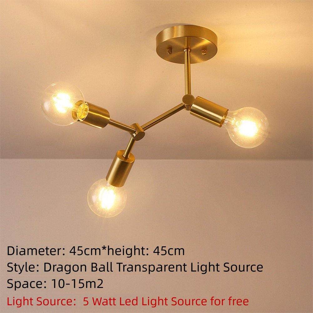 Brass Ceiling Light Creative Personality Nordic Postmodern Minimalist Dining Room Hallway Corridor Foyer Full Copper Bedroom Lighting