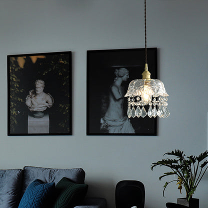 Nordic Light Luxury Brass Crystal Bar Pendant Light Simple Modern Bedside Crystal Lamp Hallway Entrance Corridor Light