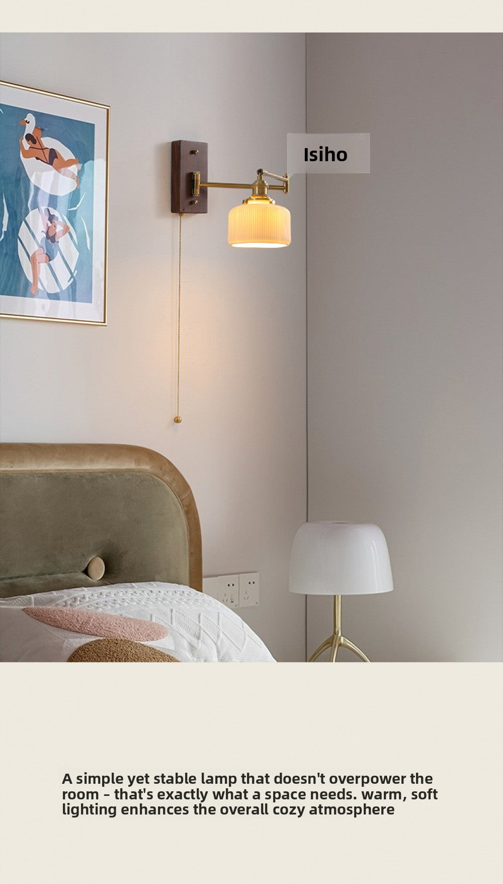 Nordic Japanese Style Bedroom Bedside Wall Lamp Copper Color Retro Simple Stair Aisle Lamp Living Room TV Background Wall Wall Lamp