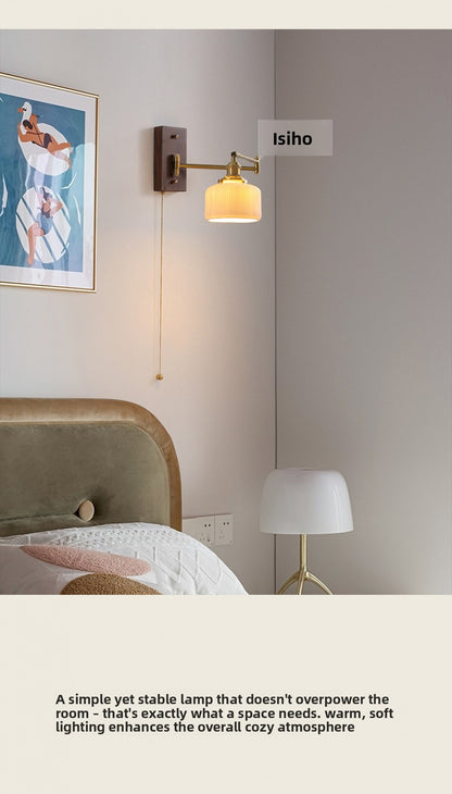 Nordic Japanese Style Bedroom Bedside Wall Lamp Copper Color Retro Simple Stair Aisle Lamp Living Room TV Background Wall Wall Lamp