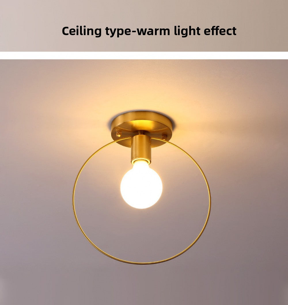 Aisle Light All-Copper Light Foyer Simple Modern Style Unique Room Light Entrance Balcony Corridor Brass Ceiling Light