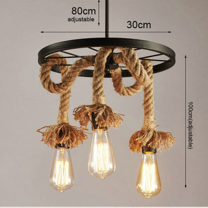 American Retro Living Room Dining Room Simple Modern Fashion Industrial Art Personality Bedroom Creative Hemp Rope Lighting Pendant Lamp