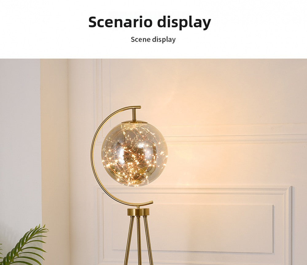 Nordic Light Luxury Floor Lamp Living Room Bedroom Bedside Creative Distinctive Glass Ball Tripod Storage Vertical Table Lamp