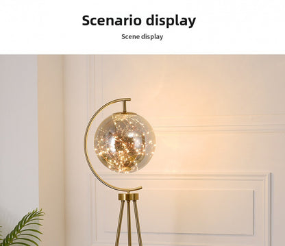 Nordic Light Luxury Floor Lamp Living Room Bedroom Bedside Creative Distinctive Glass Ball Tripod Storage Vertical Table Lamp