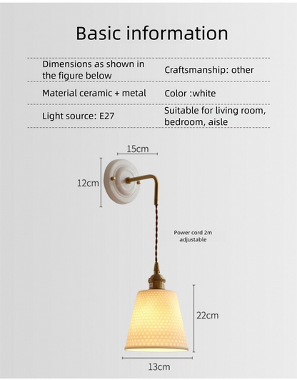 New Japanese Style Ceramic Wall Lamp Ceramic Base Bedroom Bedside Background Wall Designer Homestay Window Hanging Wall Light Fixture