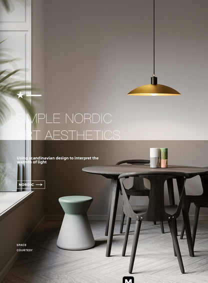 Nordic Single Pendant Dining Room Chandelier Simple Round Bedroom All-Copper Lamp Fashion Creative Bar Brass Small Pendant Light