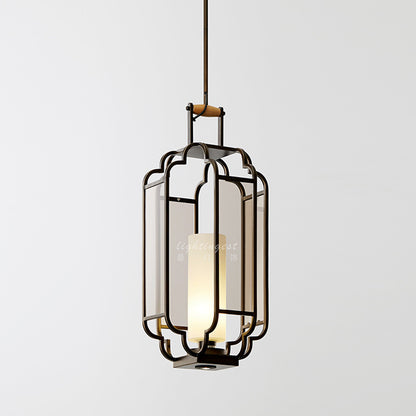 Modern New Chinese Classical Lantern Chandelier Entrance Restaurant Glass Iron Chandelier Tea Restaurant Chandelier