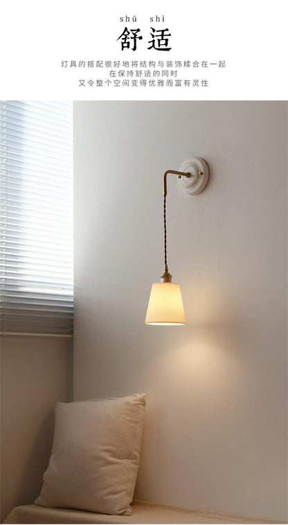 New Japanese Style Ceramic Wall Lamp Ceramic Base Bedroom Bedside Background Wall Designer Homestay Window Hanging Wall Lamp