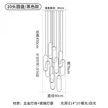 Staircase Long Pendant Light Modern Light Nordic Loft Apartment Duplex Rotating Light Creative Personality Simple Living Room Pendant Light