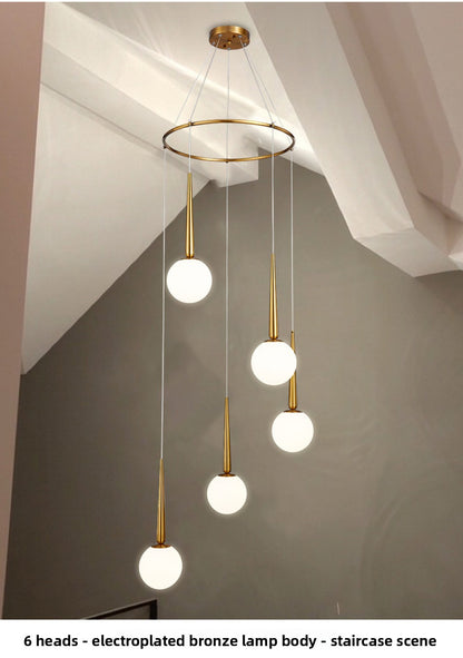 Staircase Chandelier for Duplex, Nordic Loft, Sloping Ceiling, Mezzanine, High Ceiling Villa, Mid-Level, Rotating Staircase, Long Chandelier